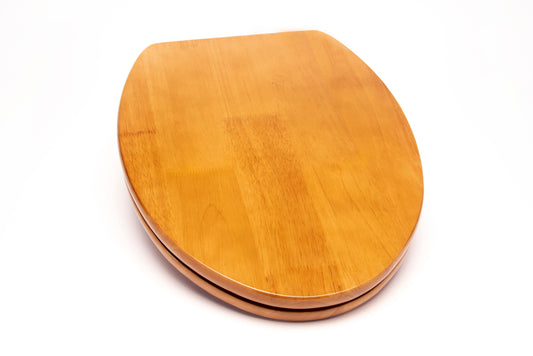 Natural Wood - Elongated Designer Oak Finish 5B2E5-17CH Slow Close with Chrome Hinges