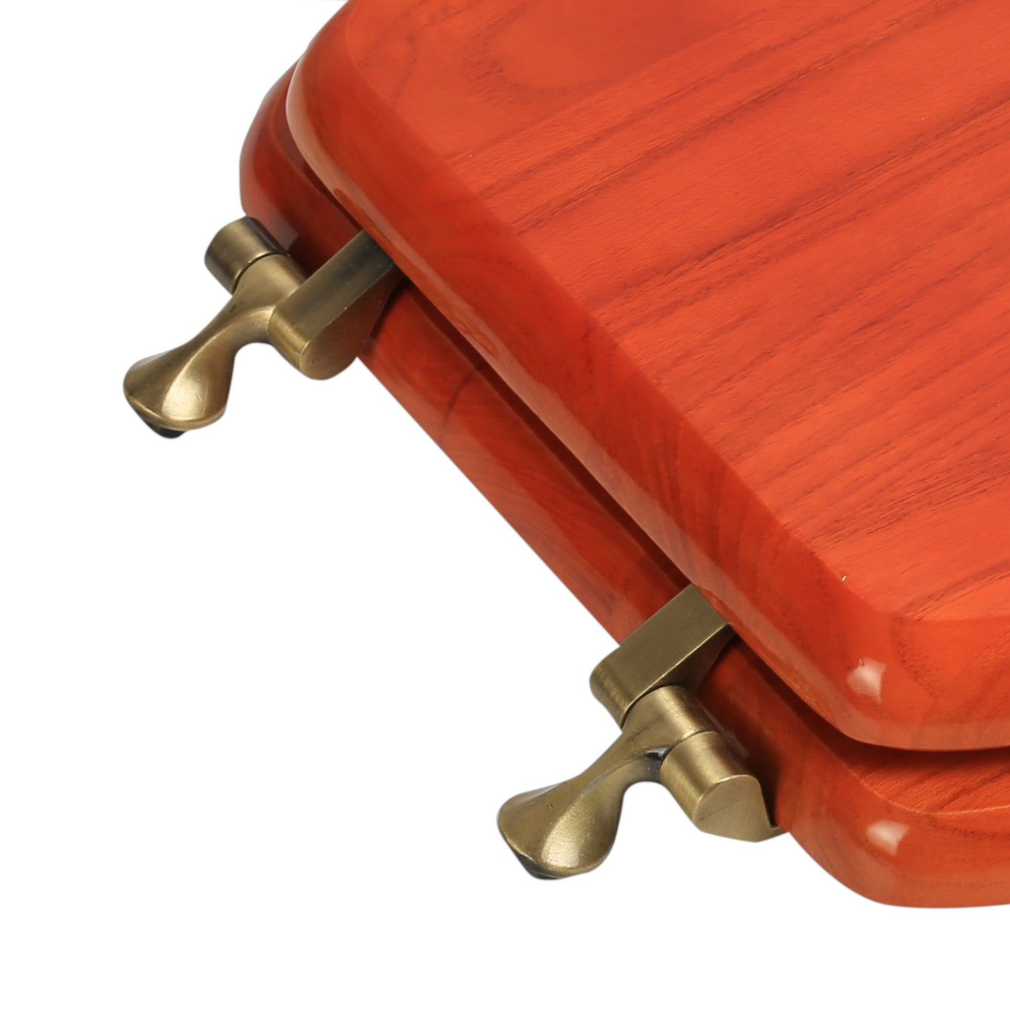 Natural Wood - Round Designer Dark Brown Finish 5B3R3-18AB with Antique Brass Metal Hinge