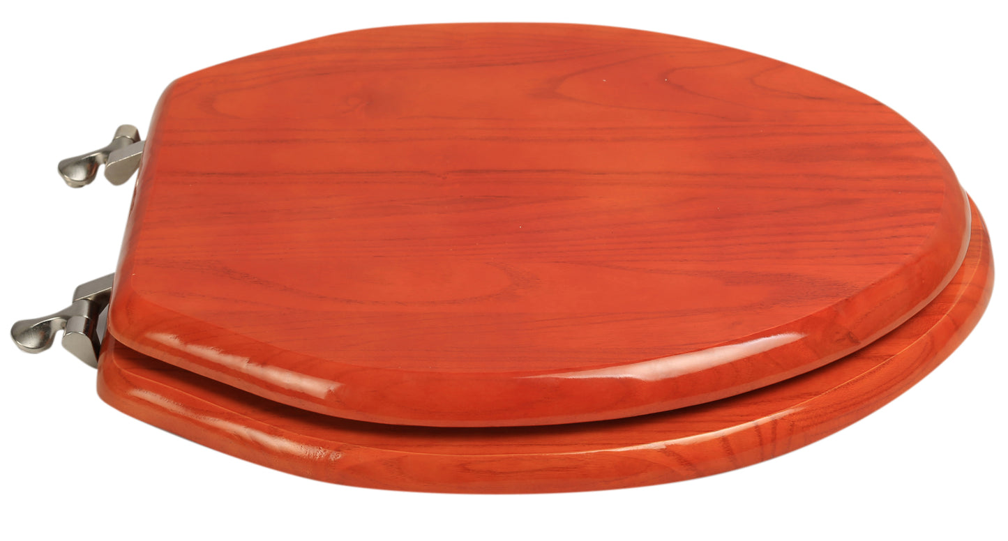 Natural Wood - Elongated Designer Cherry Finish 5B3E3-15BN with Brushed Nickel Metal Hinge