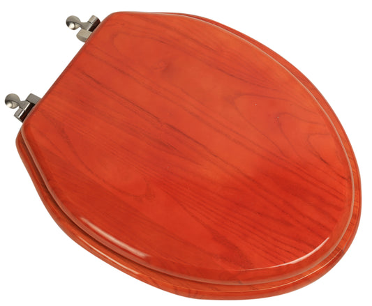 Natural Wood - Elongated Designer Cherry Finish 5B3E3-15BN with Brushed Nickel Metal Hinge