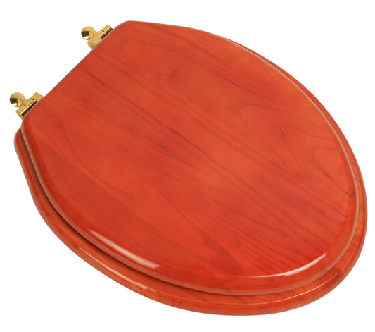 Natural Wood - Elongated Designer Cherry Finish 5B3E3-15BR with Brushed Nickel Metal Hinge