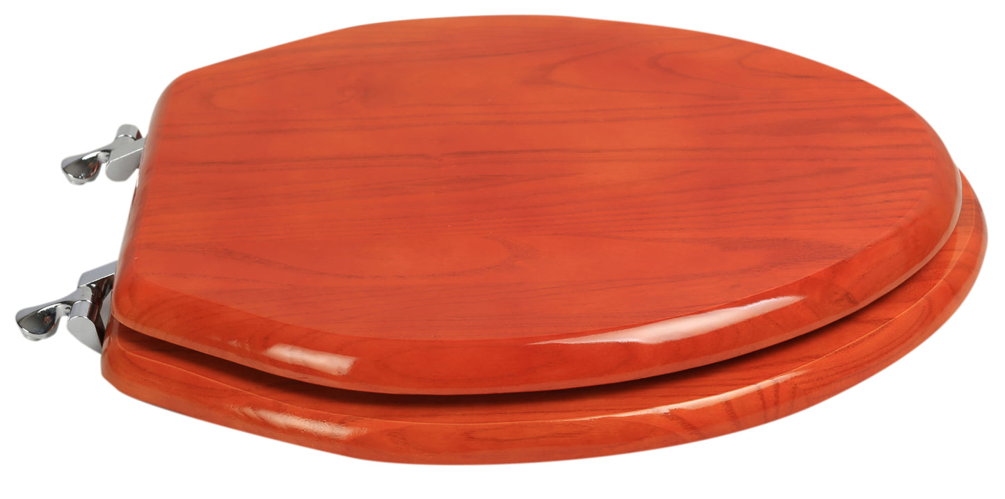 Natural Wood - Elongated Designer Cherry Finish 5B3E3-15CH with Brushed Nickel Metal Hinge