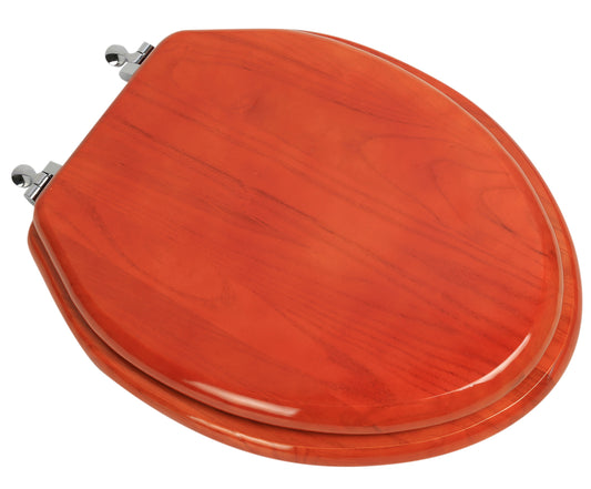 Natural Wood - Elongated Designer Cherry Finish 5B3E3-15CH with Brushed Nickel Metal Hinge