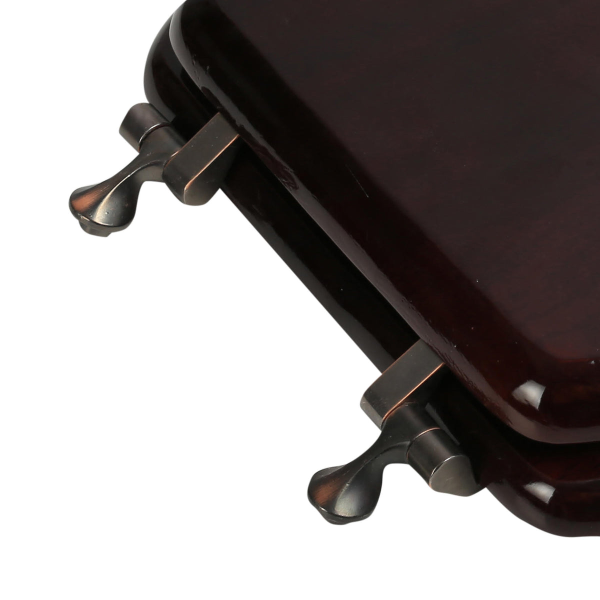 5B3E3-16OB Crtn of 5 Seats: Natural Wood - Elongated Designer Classic Dark Red Mahogany Finish with Oil Rubbed Bronze Metal Hinge
