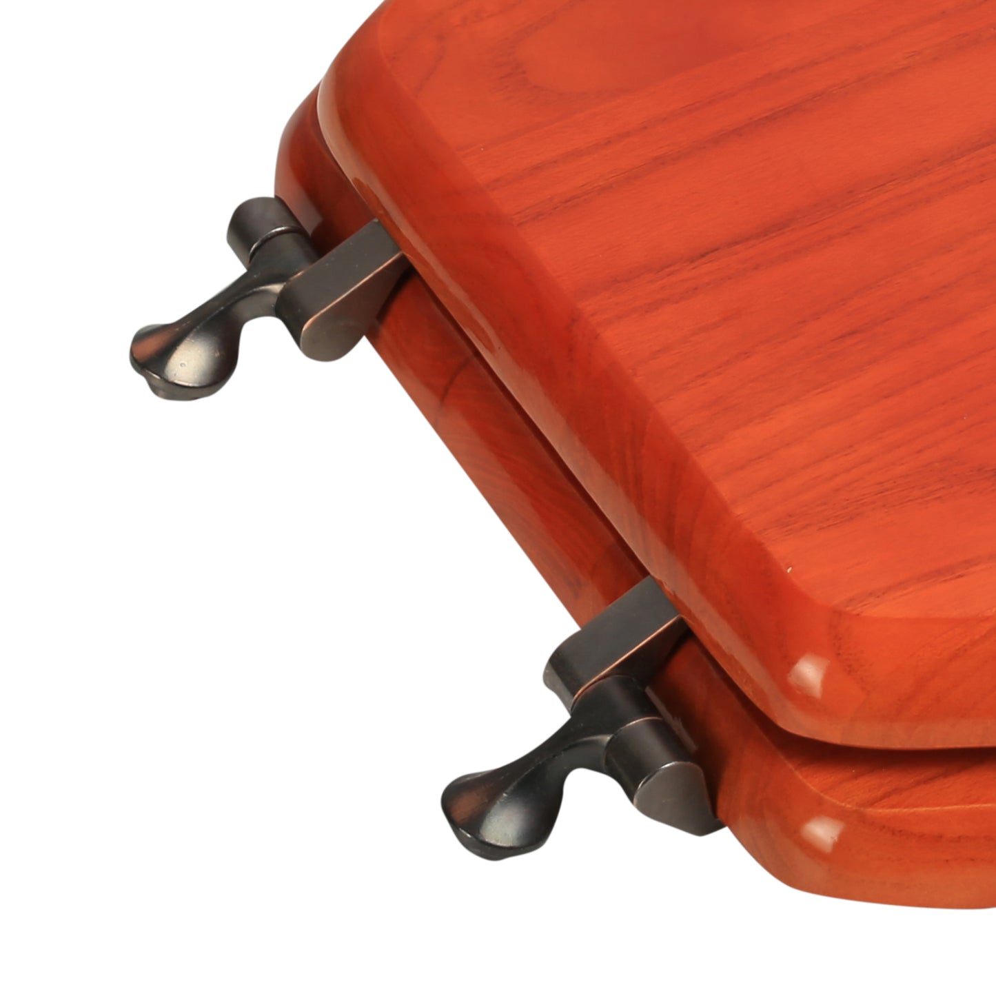 Natural Wood - Elongated Designer Classic Mahogany Finish 5B3E3-16OB with Oil Rubbed Bronze Metal Hinge