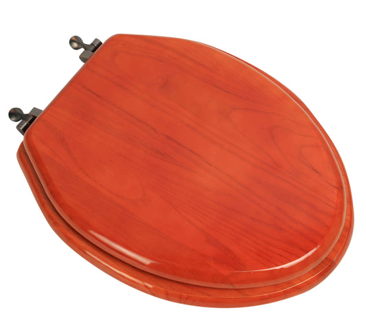 Natural Wood - Elongated Designer Cherry Finish 5B3E3-15OB with Oil Rubbed Bronze Metal Hinge