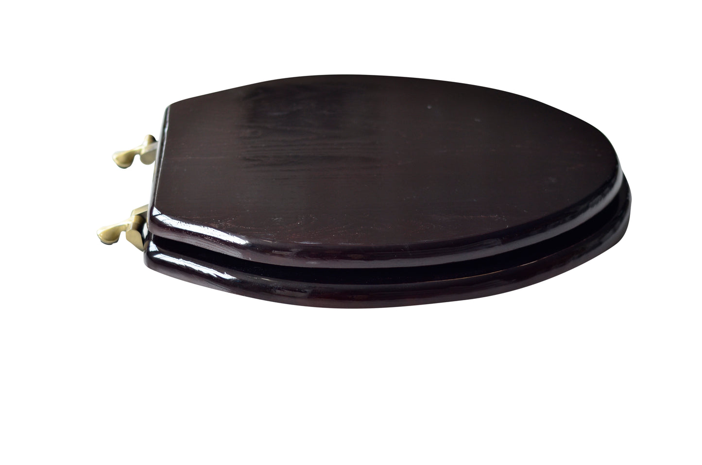 Natural Wood - Elongated Designer Classic Mahogany Finish 5B3E3-16AB with Antique Brass Metal Hinge