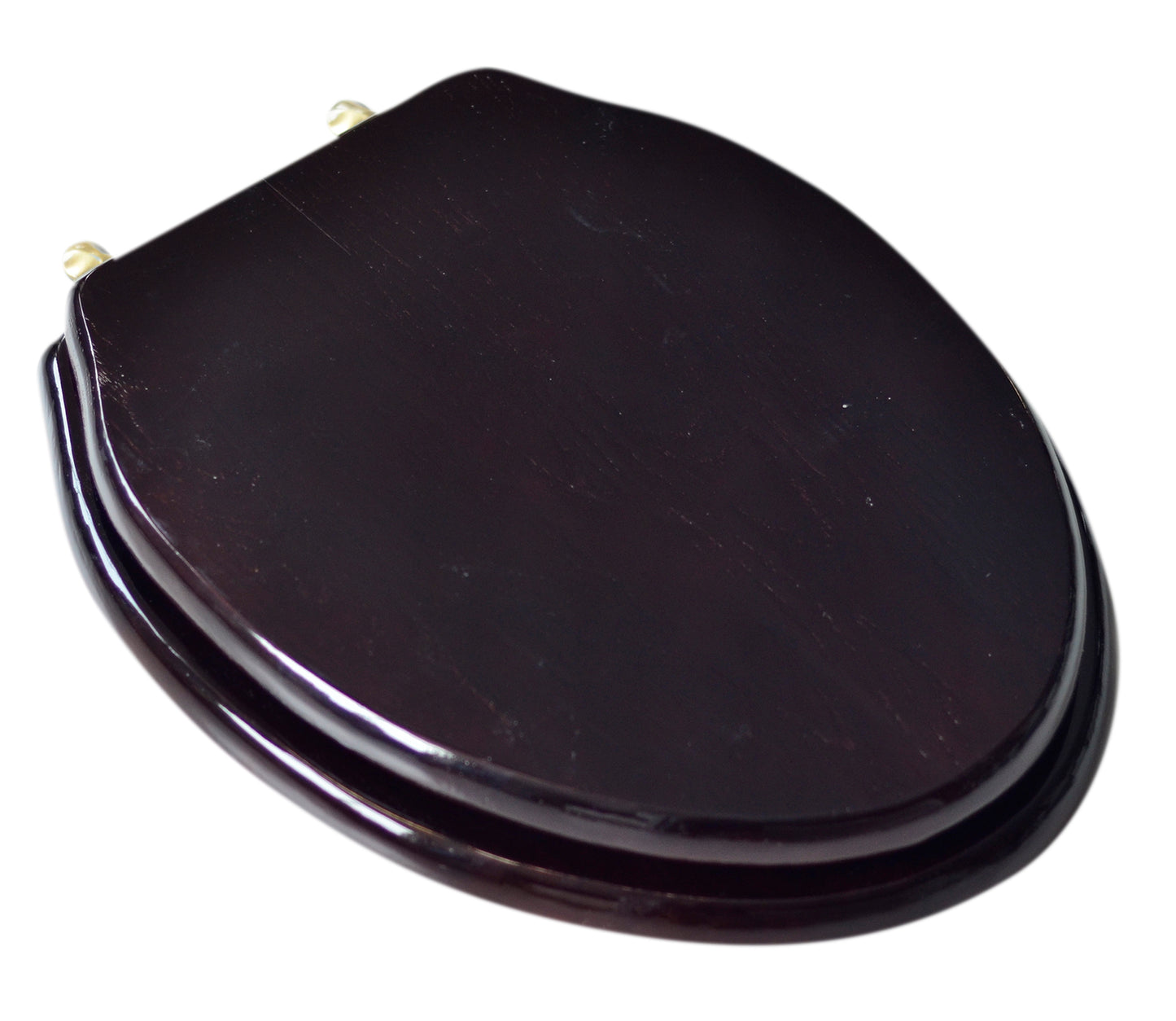 Natural Wood - Elongated Designer Classic Mahogany Finish 5B3E3-16AB with Antique Brass Metal Hinge