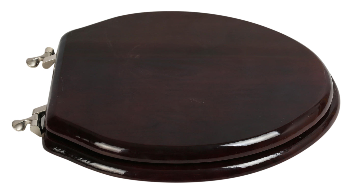Natural Wood - Elongated Designer Classic Mahogany Finish 5B3E3-16BN with Brushed Nickel Metal Hinge