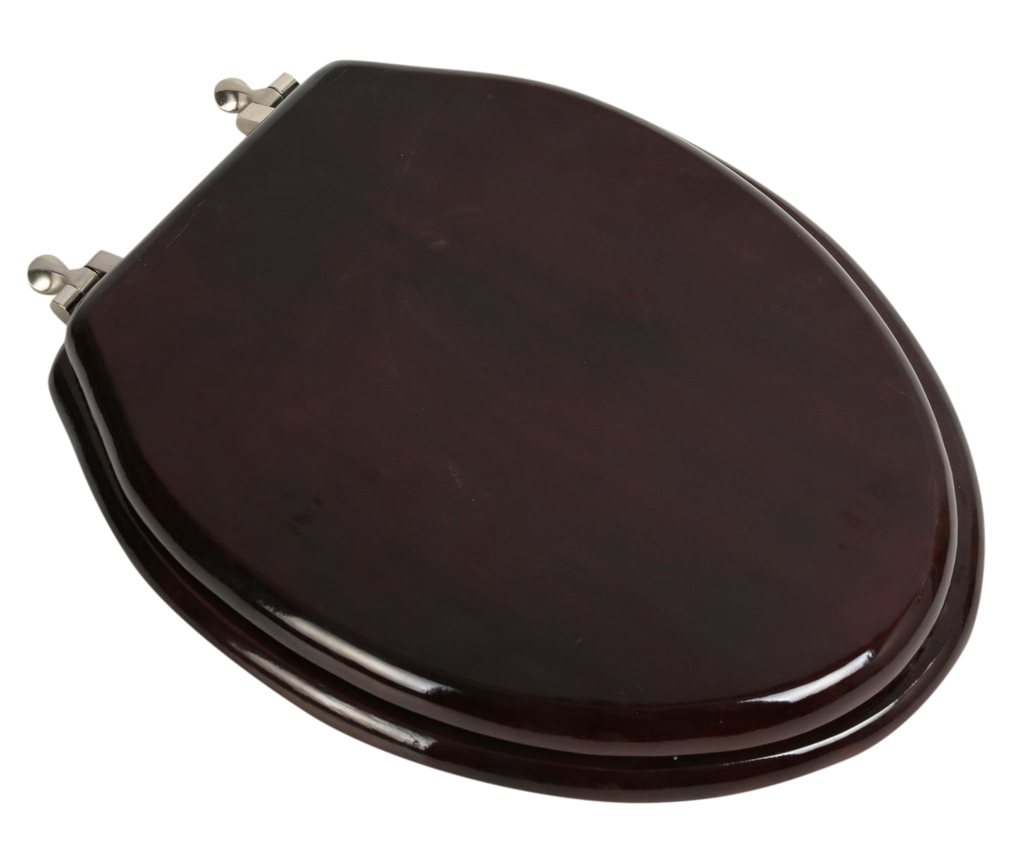 Natural Wood - Elongated Designer Classic Mahogany Finish 5B3E3-16BN with Brushed Nickel Metal Hinge