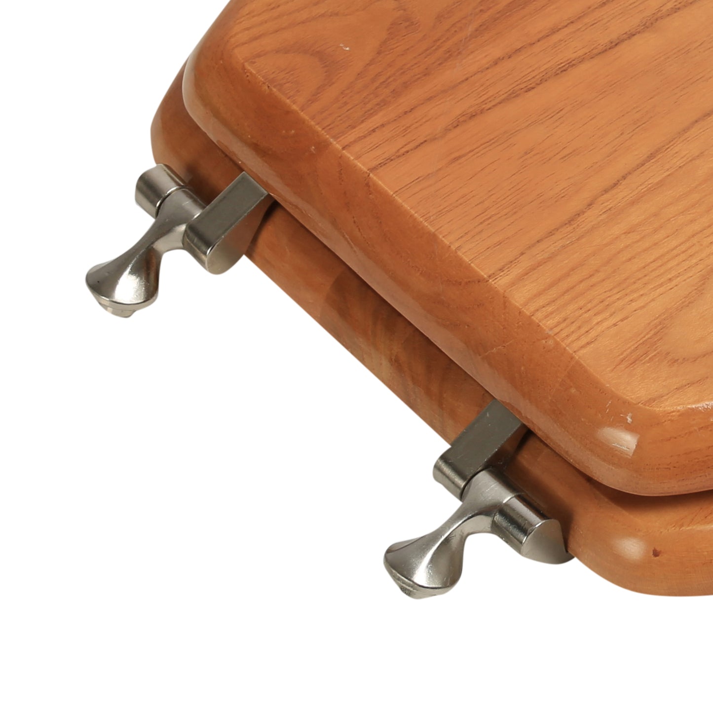 Natural Wood - Elongated Designer Oak Finish 5B3E3-17BN with Brushed Nickel Metal Hinge