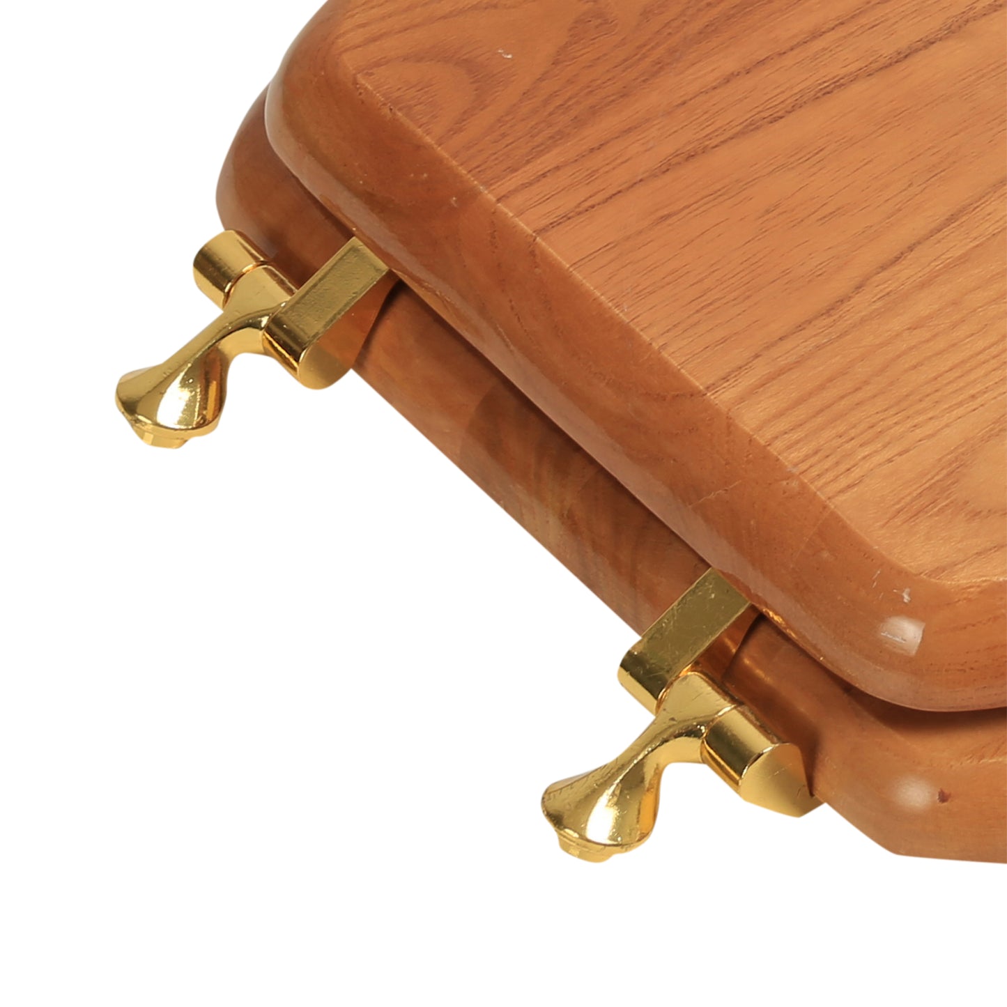 Natural Wood - Elongated Designer Oak Finish 5B3E3-17BR with Polished Brass Metal Hinge