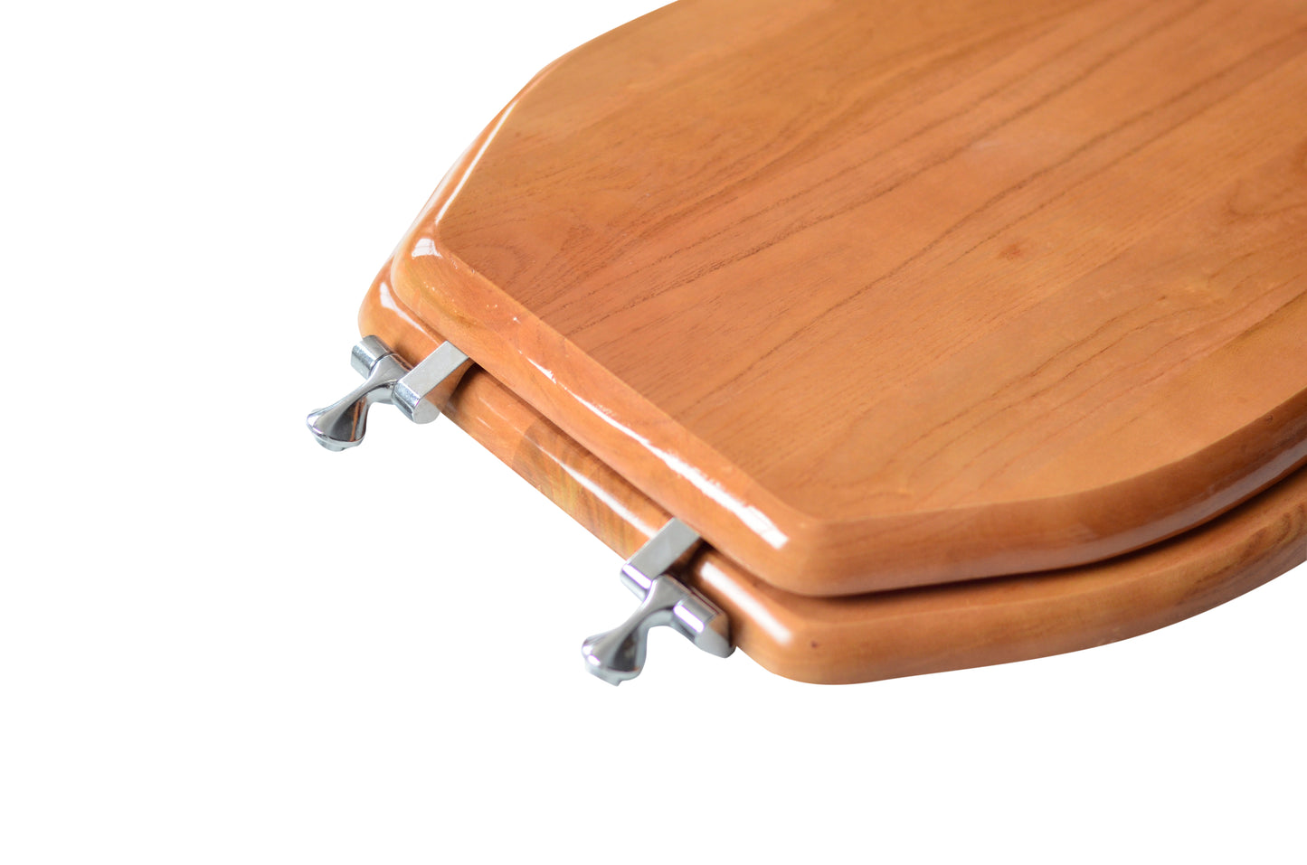 Natural Wood - Elongated Designer Oak Finish 5B3E3-17CH with Chrome Metal Hinge