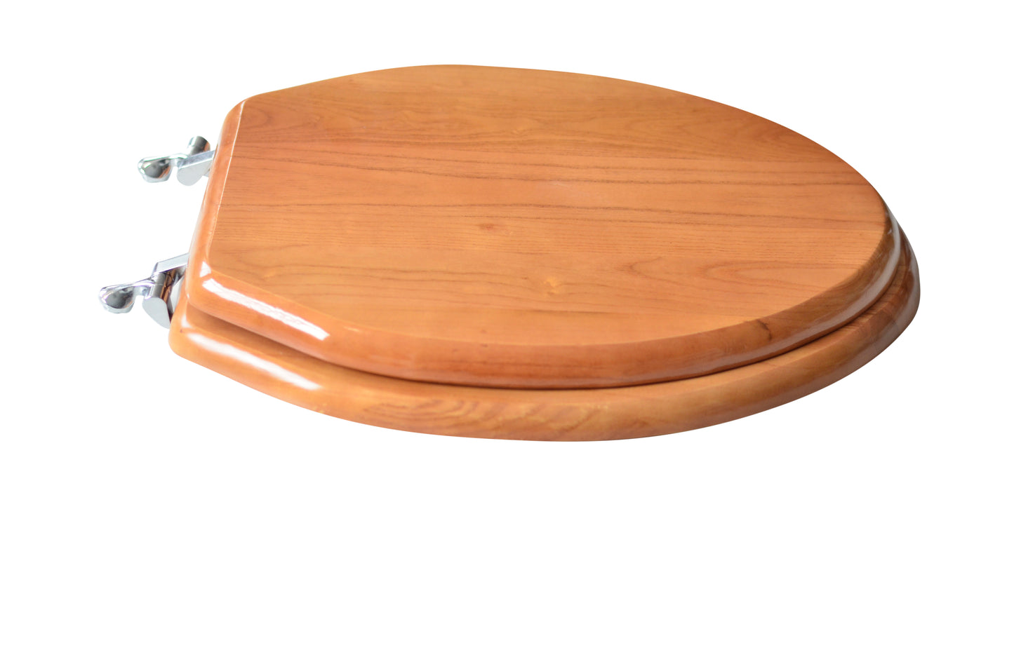 Natural Wood - Elongated Designer Oak Finish 5B3E3-17CH with Chrome Metal Hinge