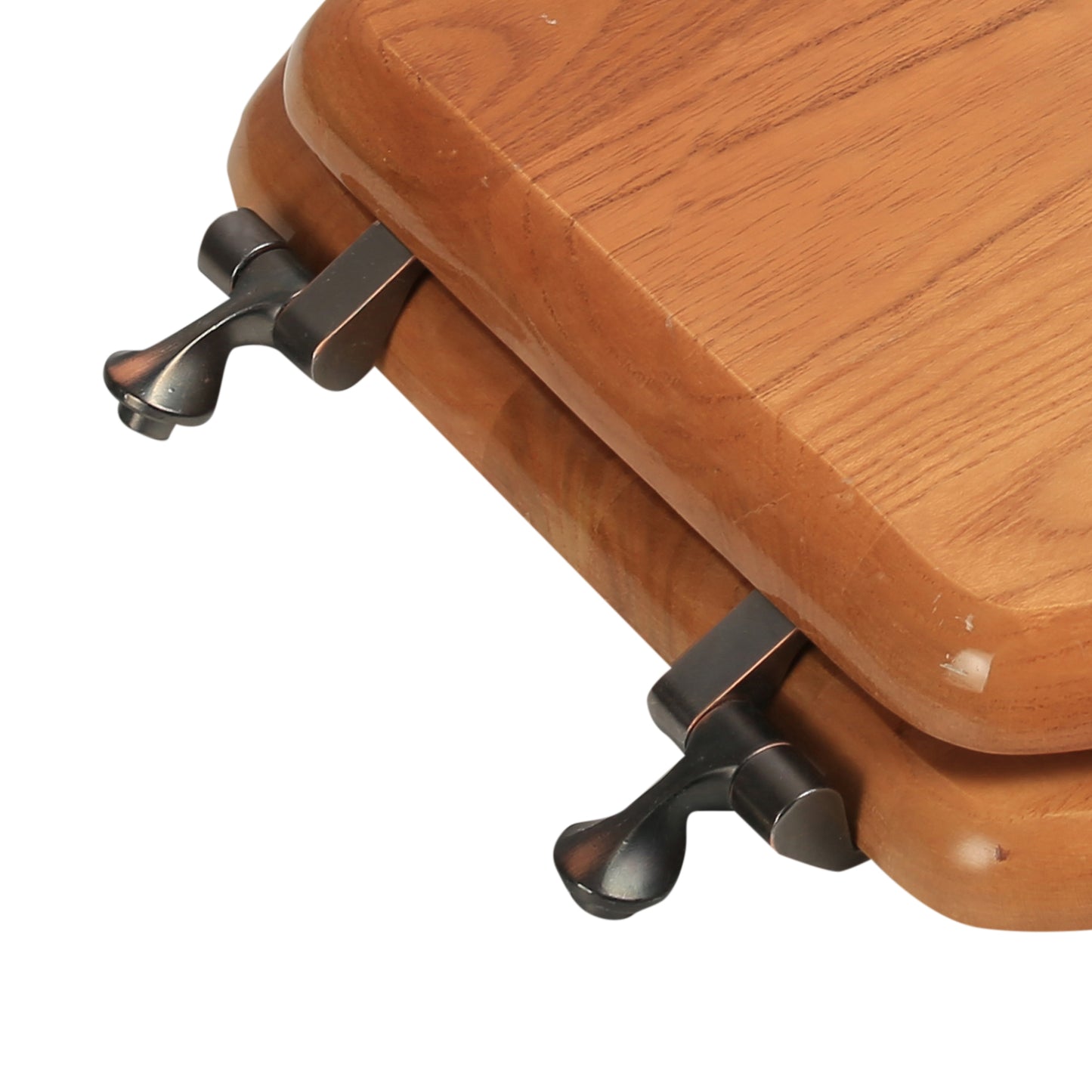 Natural Wood - Elongated Designer Oak Finish 5B3E3-17OB with Oil Rubbed Bronze Metal - Carton of 4 Seats