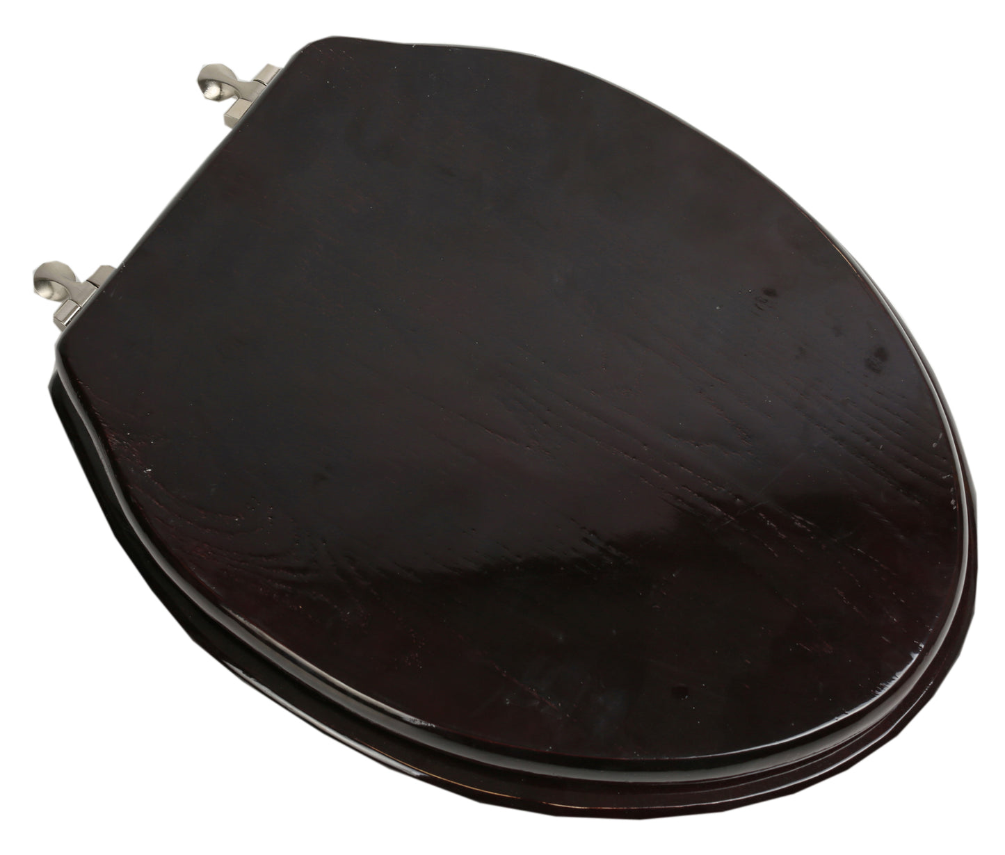 Natural Wood - Elongated Designer Dark Brown Finish 5B3E3-18BN with Brushed Nickel Metal Hinge