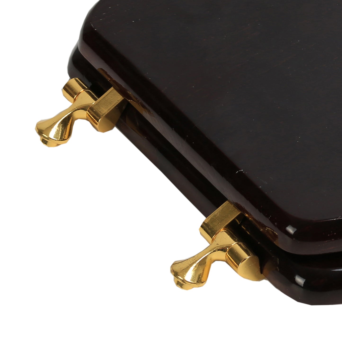 Natural Wood - Elongated Designer Dark Brown Finish 5B3E3-18BR WITH Polished Brass Metal Hinge