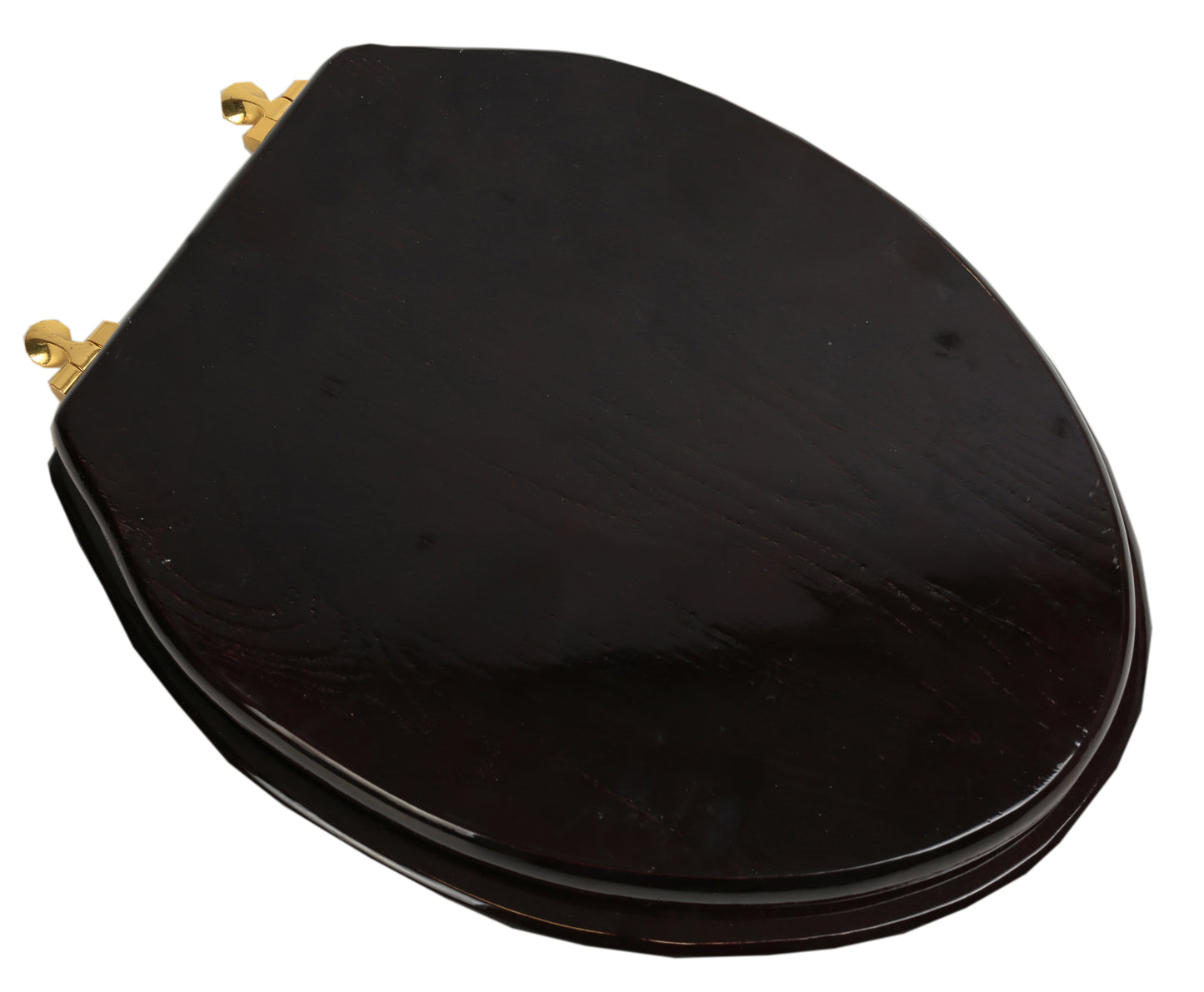 Natural Wood - Elongated Designer Dark Brown Finish 5B3E3-18BR WITH Polished Brass Metal Hinge