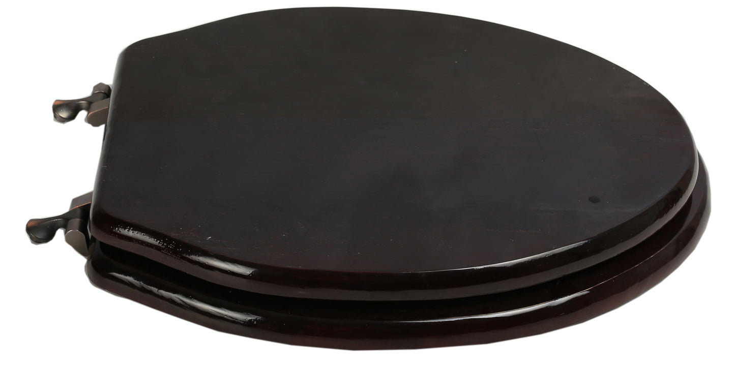 Natural Wood - Elongated Designer Dark Brown Finish 5B3E3-18OB with Oil Rubbed Bronze Metal Hinge