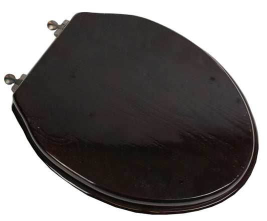 Natural Wood - Elongated Designer Dark Brown Finish 5B3E3-18OB with Oil Rubbed Bronze Metal Hinge