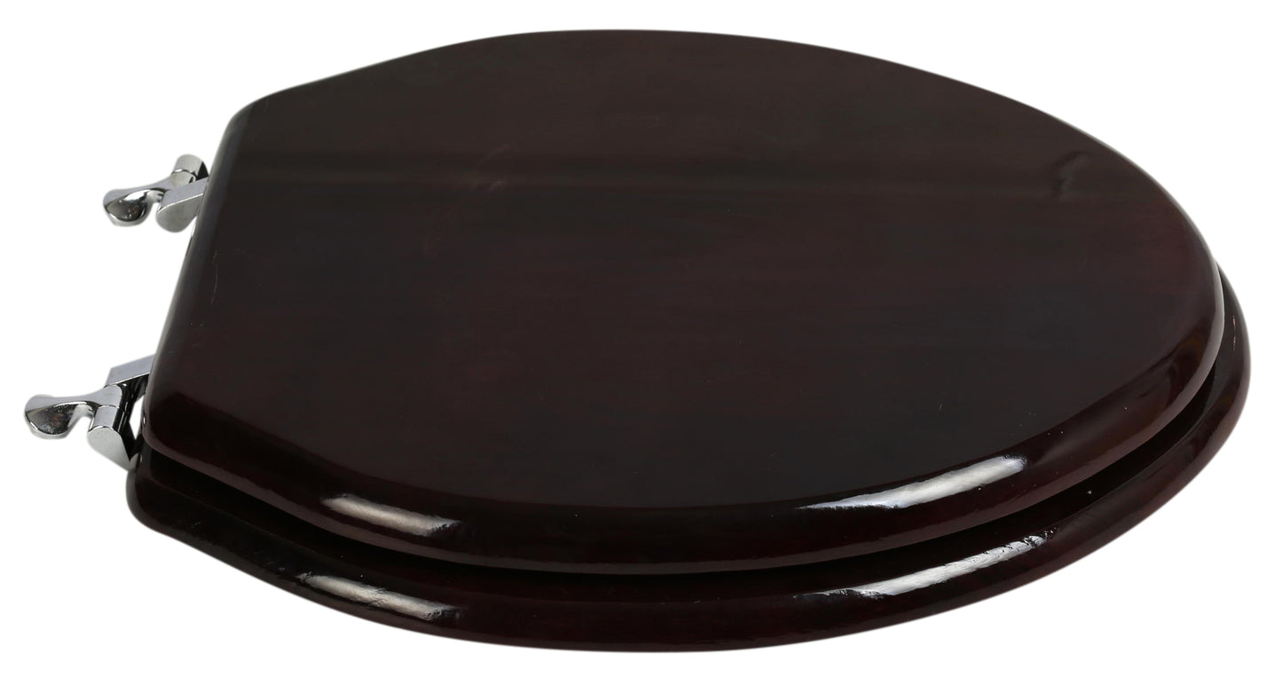 Natural Wood - Elongated Designer Classic Mahogany Finish 5B3E3-16CH with Chrome Metal Hinge