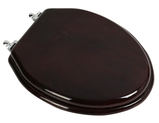 Natural Wood - Elongated Designer Classic Mahogany Finish 5B3E3-16CH with Chrome Metal Hinge
