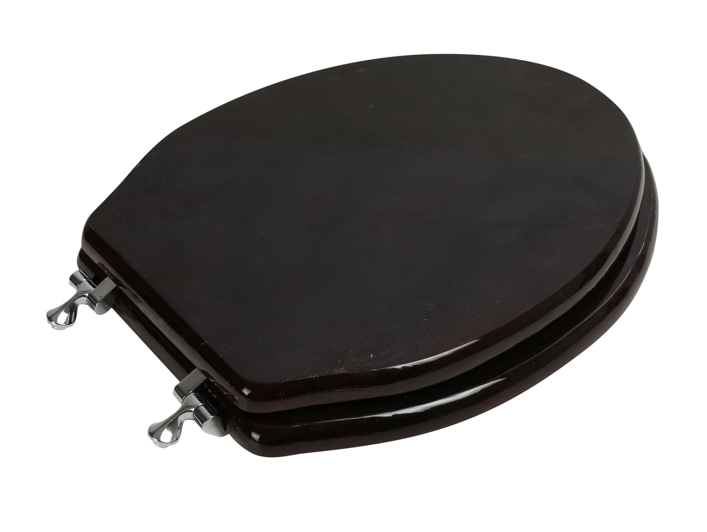 Natural Wood - Elongated Designer Dark Brown Finish 5B3E3-18CH with Chrome Metal Hinge