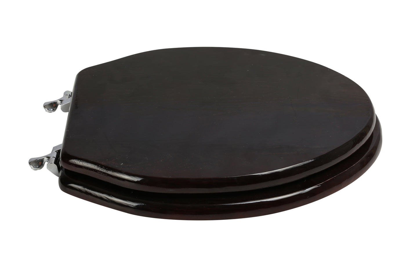 Natural Wood - Elongated Designer Dark Brown Finish 5B3E3-18CH with Chrome Metal Hinge