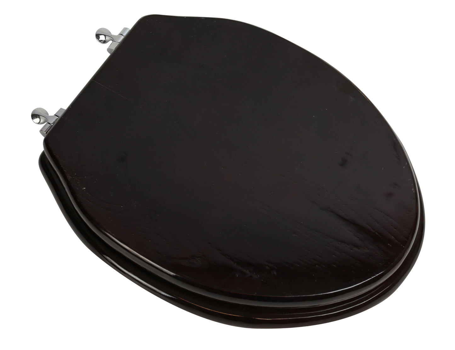Natural Wood - Elongated Designer Dark Brown Finish 5B3E3-18CH with Chrome Metal Hinge
