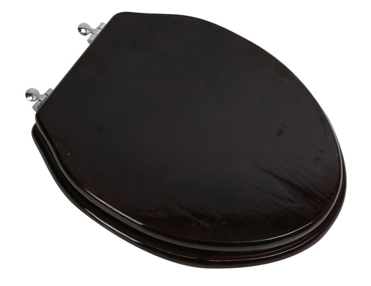 Natural Wood - Elongated Designer Dark Brown Finish 5B3E3-18CH with Chrome Metal Hinge