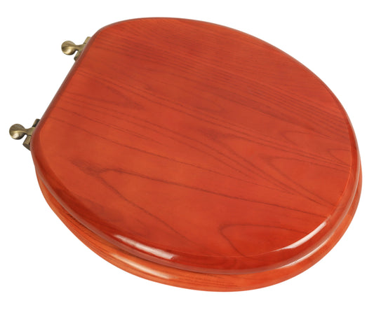 Natural Wood - Round Designer Cherry Finish 5B3R3-15AB with Antique Brass Metal Hinge