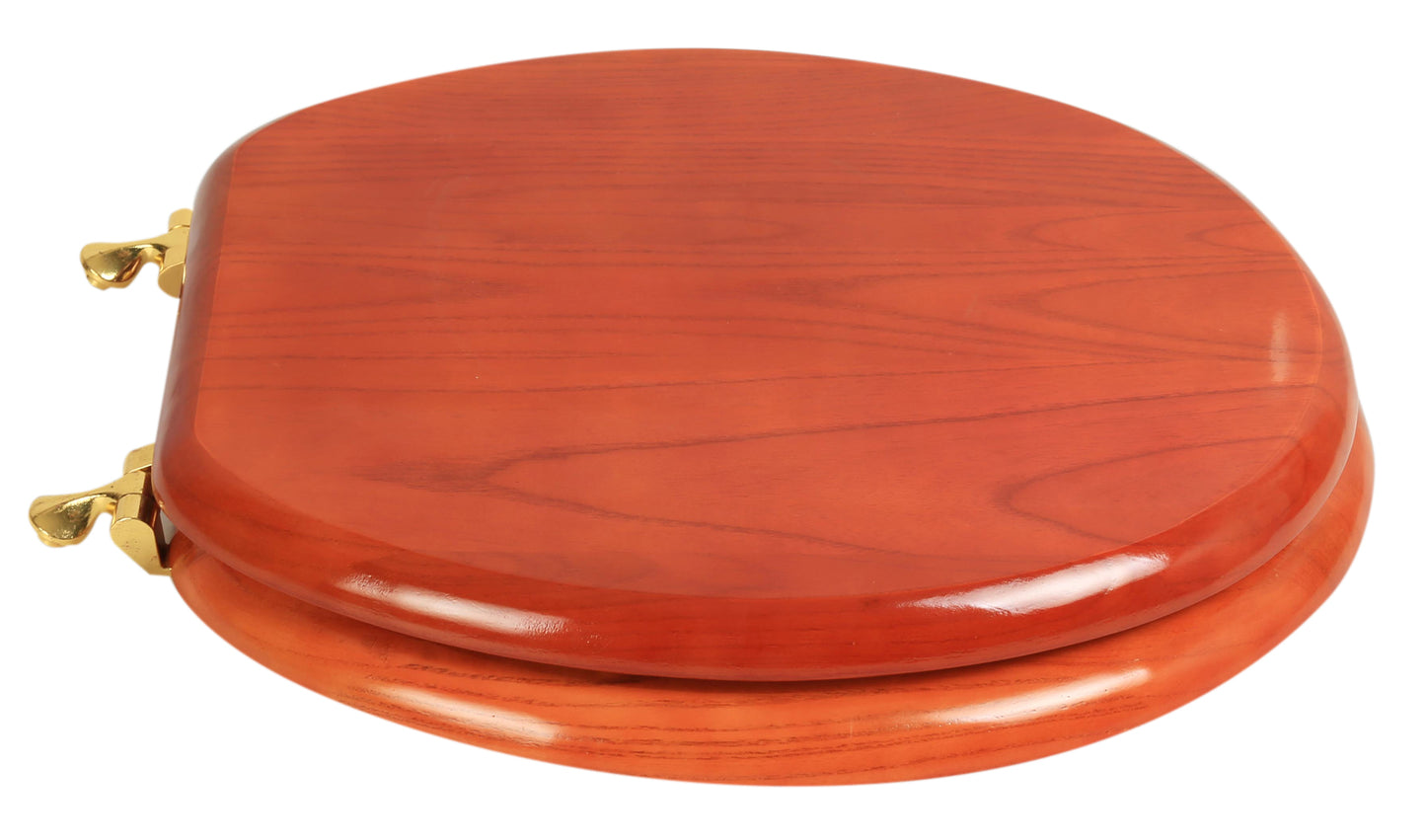 Natural Wood - Round Designer Cherry Finish 5B3R3-15BR with Polished Brass Metal Hinge