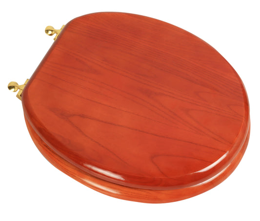 Natural Wood - Round Designer Cherry Finish 5B3R3-15BR with Polished Brass Metal Hinge