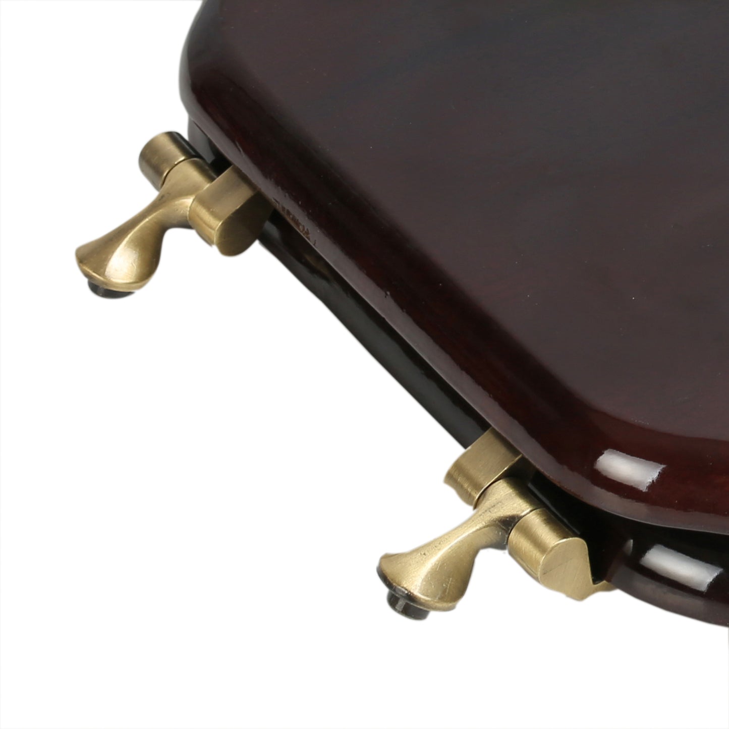 Natural Wood - Round Designer Classic Mahogany Finish 5B3R3-16AB with Antique Brass Metal Hinge