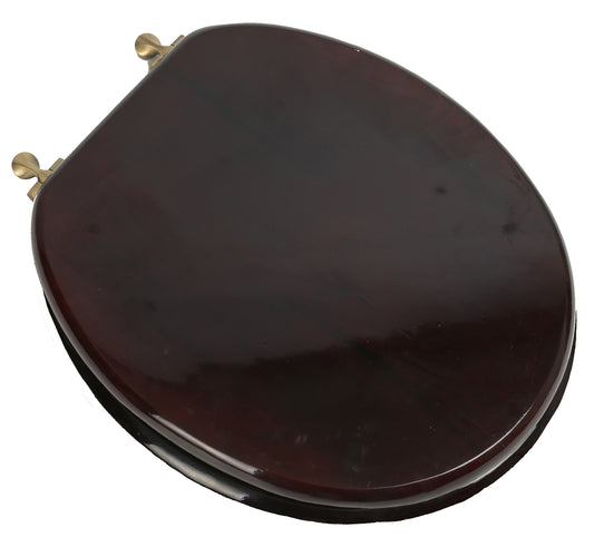 Natural Wood - Round Designer Classic Mahogany Finish 5B3R3-16AB with Antique Brass Metal Hinge