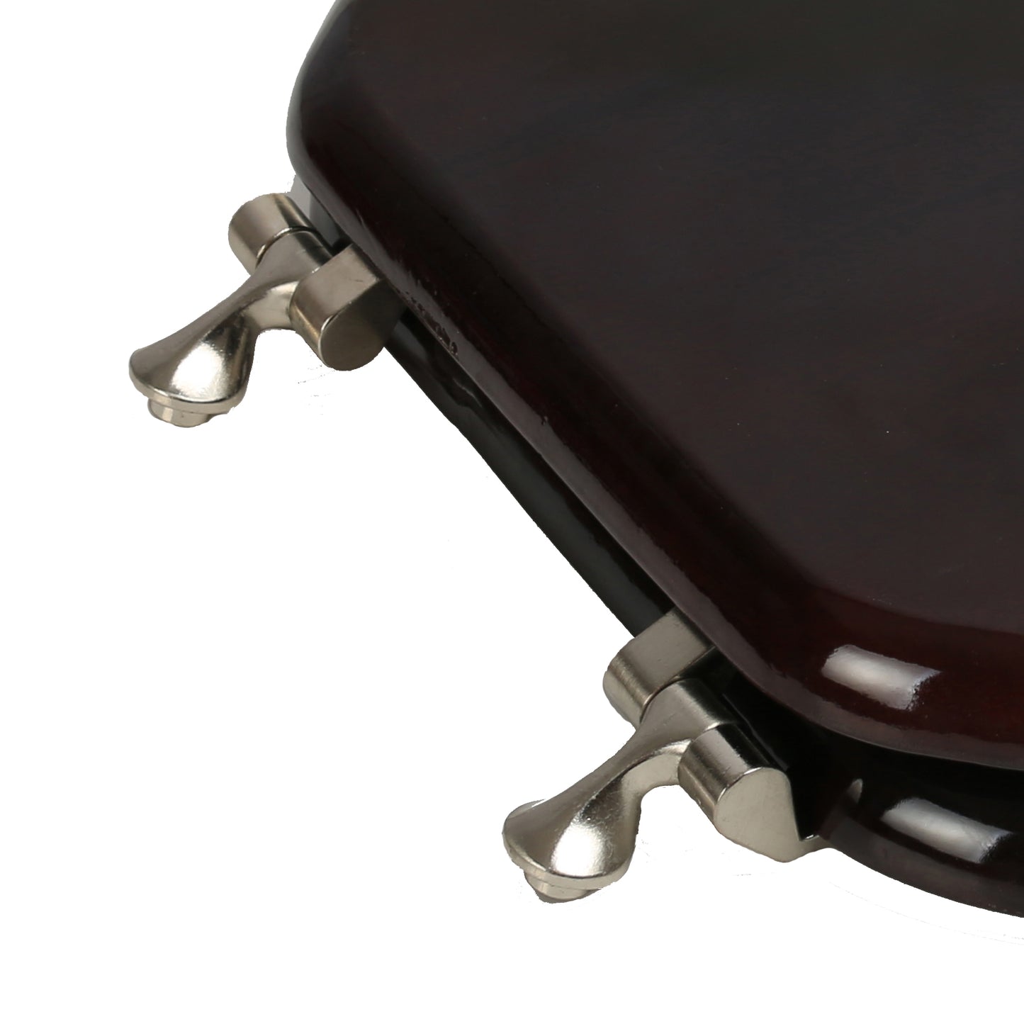 Natural Wood - Round Designer Classic Mahogany Finish 5B3R3-16BN with Brushed Nickel Metal Hinge - Carton of 4 Seats