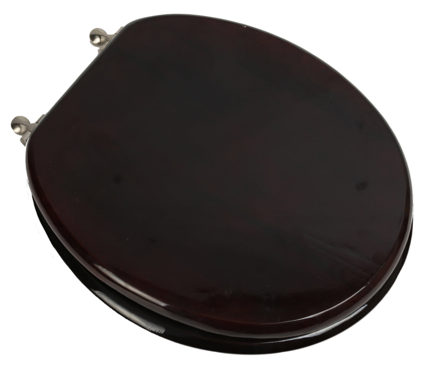 Natural Wood - Round Designer Classic Mahogany Finish 5B3R3-16BN with Brushed Nickel Metal Hinge - Carton of 4 Seats