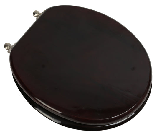 Natural Wood - Round Designer Classic Mahogany Finish 5B3R3-16BN with Brushed Nickel Metal Hinge