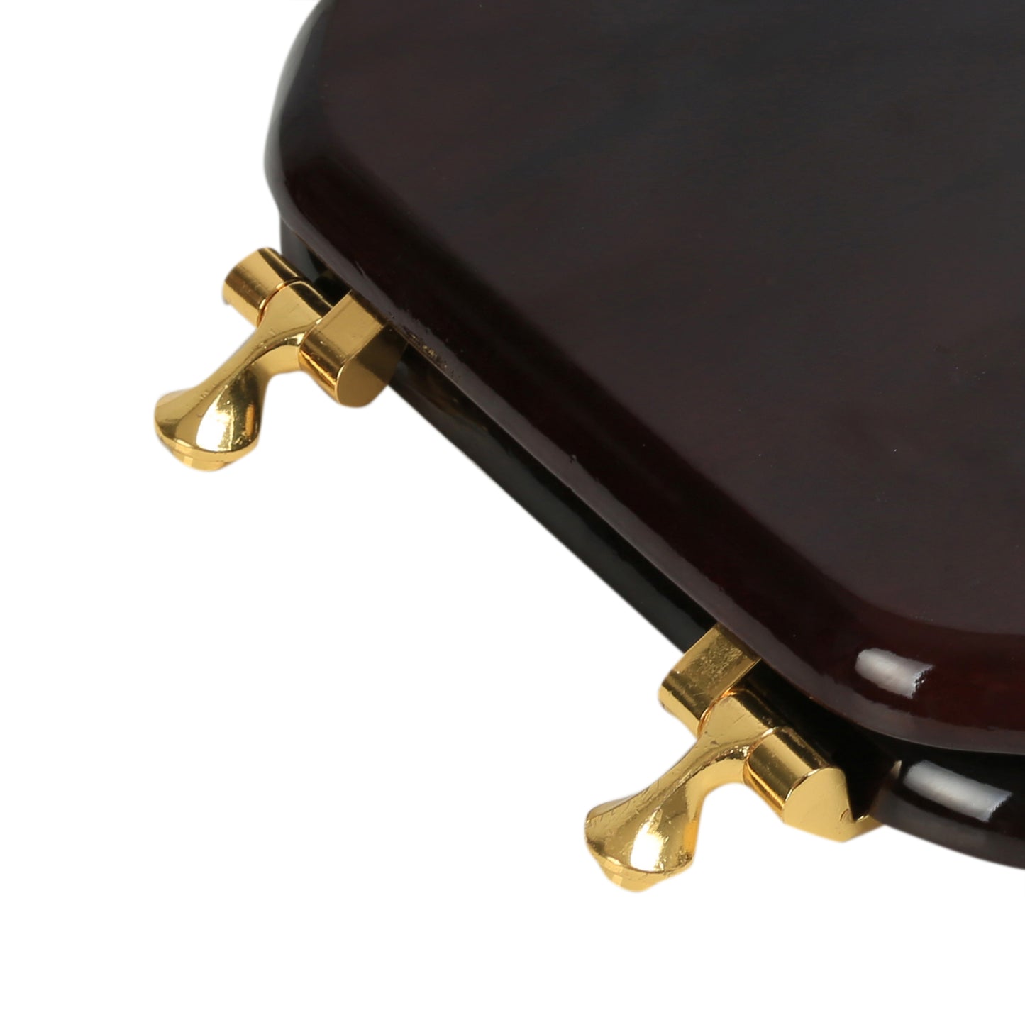 Natural Wood - Round Designer Classic Mahogany Finish 5B3R3-16BR with Polished Brass Metal Hinge