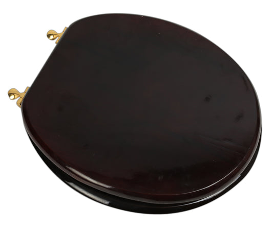 Natural Wood - Round Designer Classic Mahogany Finish 5B3R3-16BR with Polished Brass Metal Hinge
