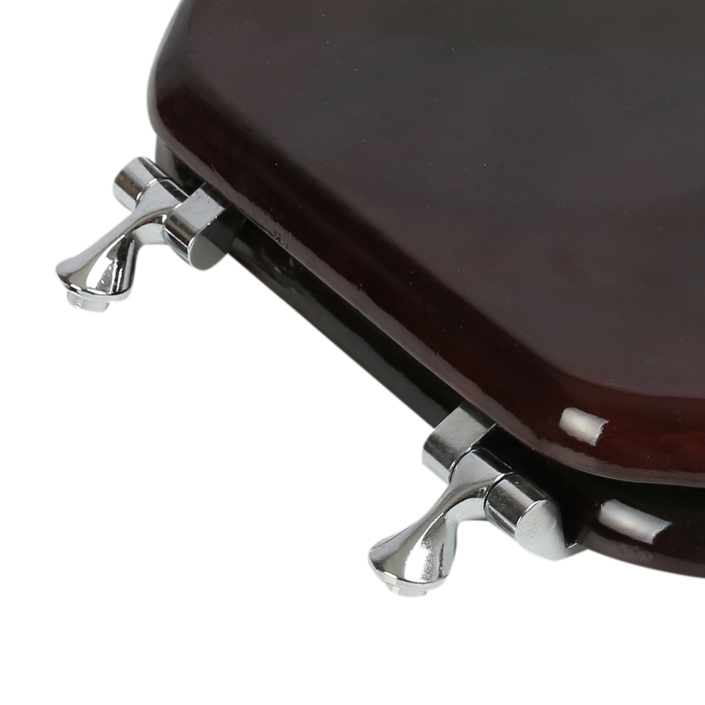 Natural Wood - Round Designer Classic Mahogany Finish 5B3R3-16CH with Chrome Metal Hinge - Carton of 4 Seats