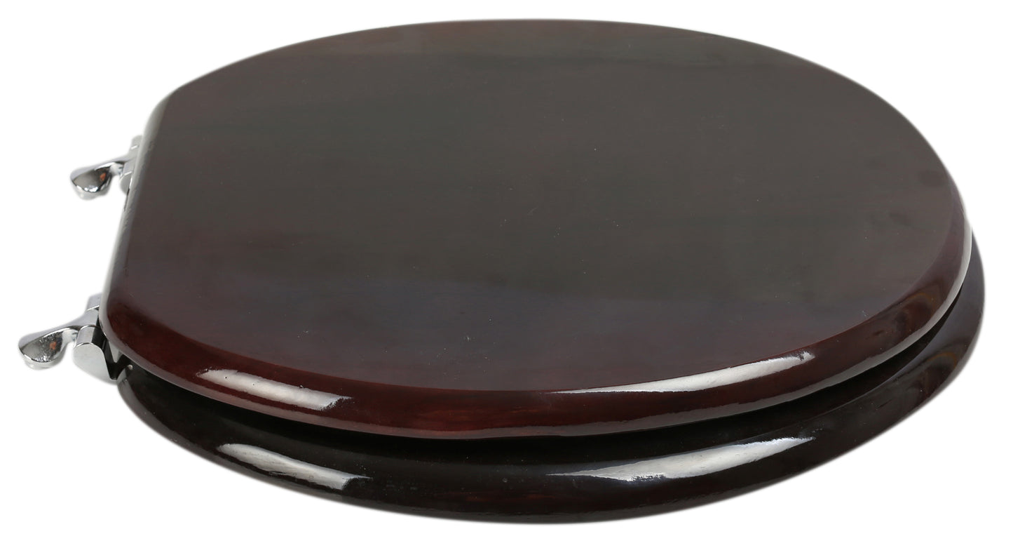 Natural Wood - Round Designer Classic Mahogany Finish 5B3R3-16CH with Chrome Metal Hinge - Carton of 4 Seats