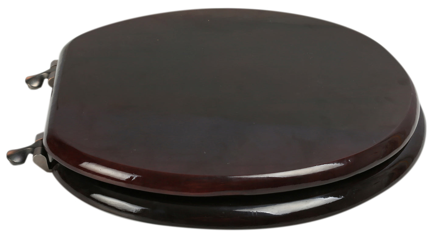Natural Wood - Round Designer Classic Mahogany Finish 5B3R3-16OB with Oil Rubbed Bronze Metal Hinge