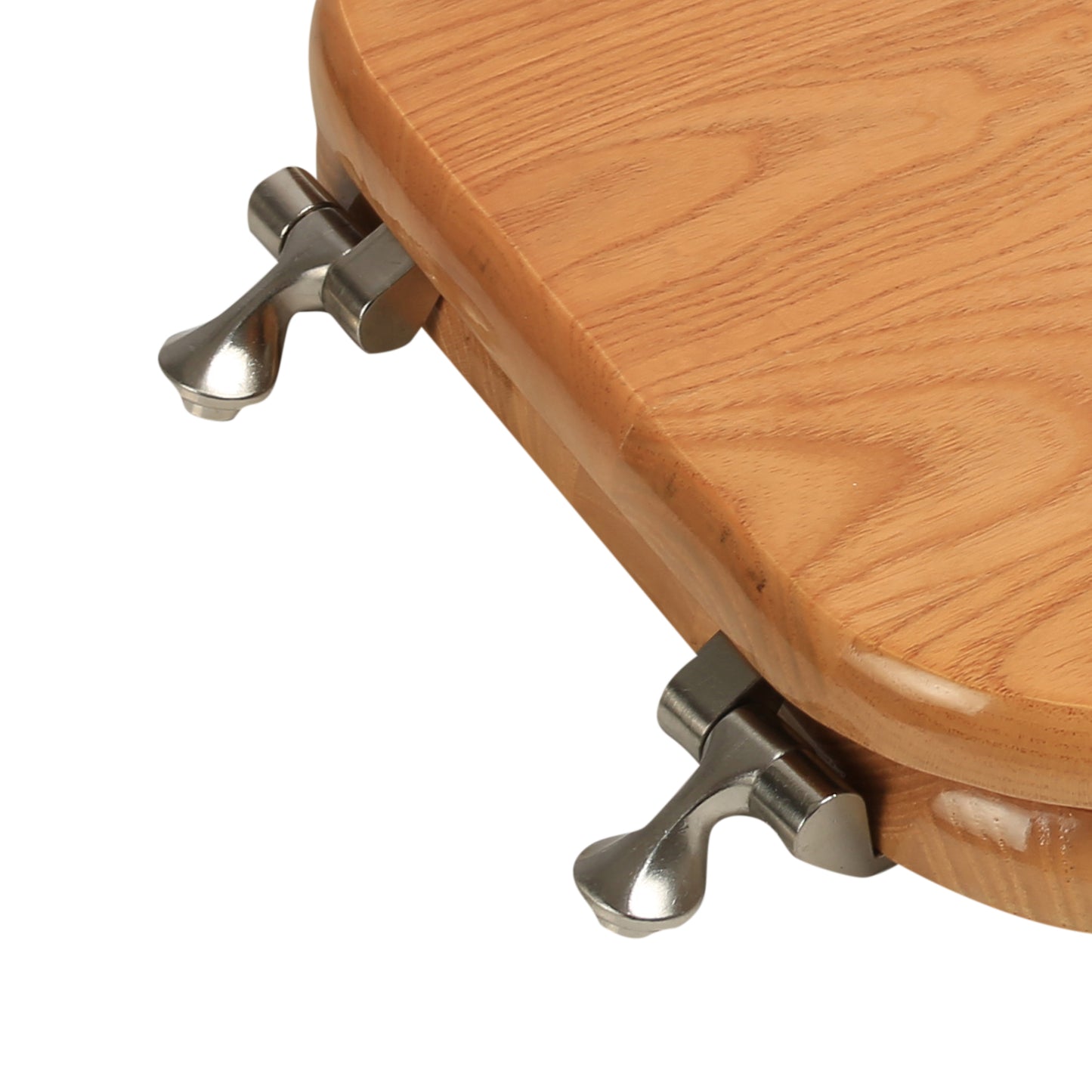 Natural Wood - Round Designer Oak Finish 5B3R3-17BN with Brushed Nickel Metal Hinge - Carton of 4 Seats