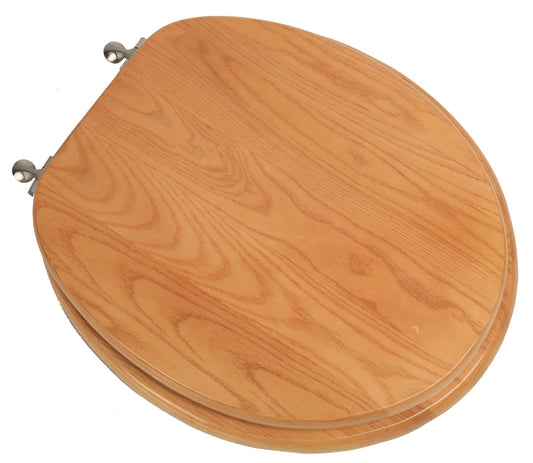 Natural Wood - Round Designer Oak Finish 5B3R3-17BN with Brushed Nickel Metal Hinge