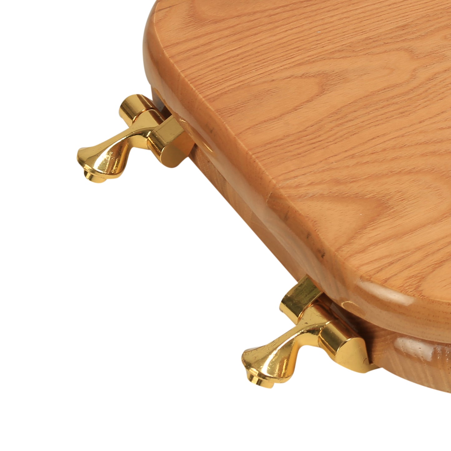 Natural Wood - Round Designer Oak Finish 5B3R3-17BR with Polished Brass Metal Hinge - Carton of 4 Seats