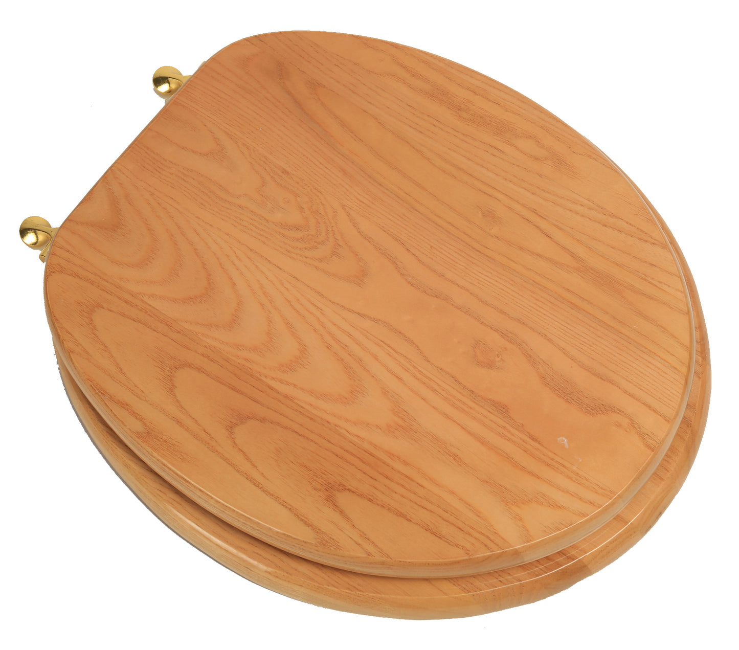 Natural Wood - Round Designer Oak Finish 5B3R3-17BR with Polished Brass Metal Hinge - Carton of 4 Seats