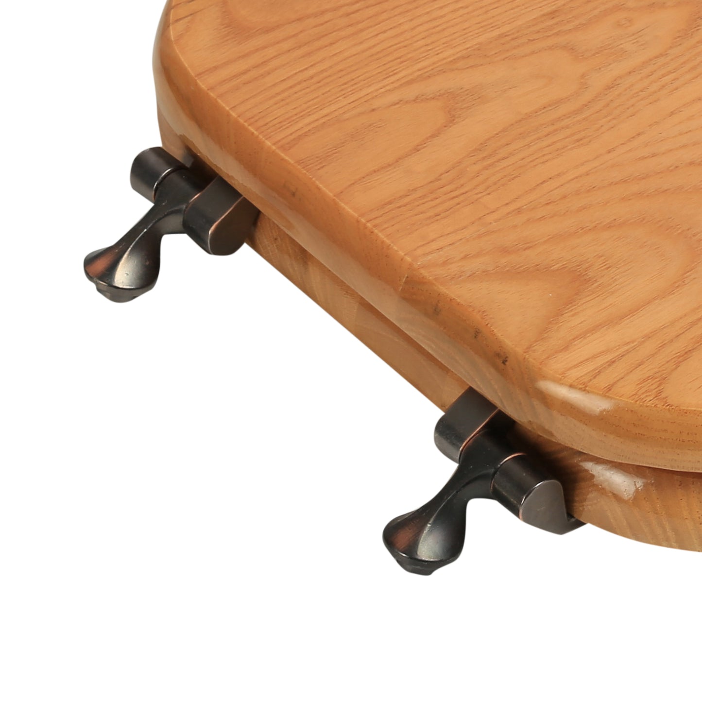 Natural Wood - Round Designer Oak Finish 5B3R3-17OB with Oil Rubbed Bronze Metal Hinge