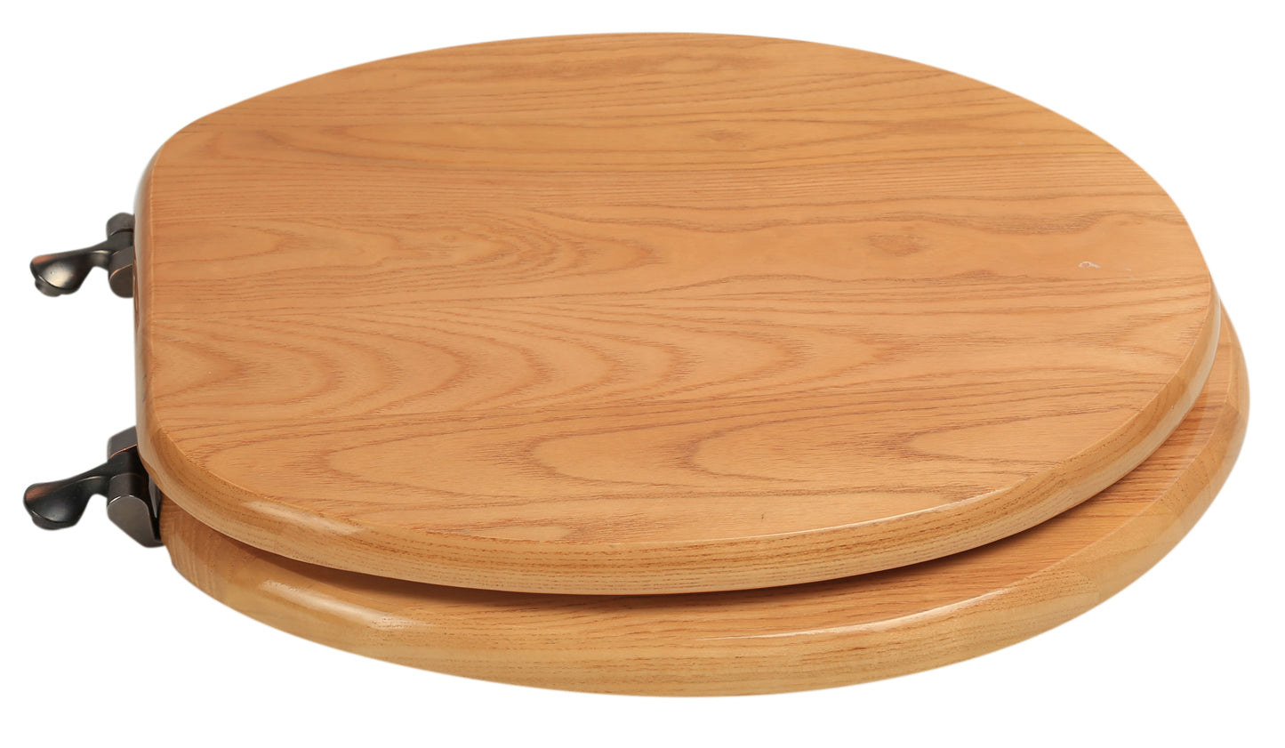 Natural Wood - Round Designer Oak Finish 5B3R3-17OB with Oil Rubbed Bronze Metal Hinge