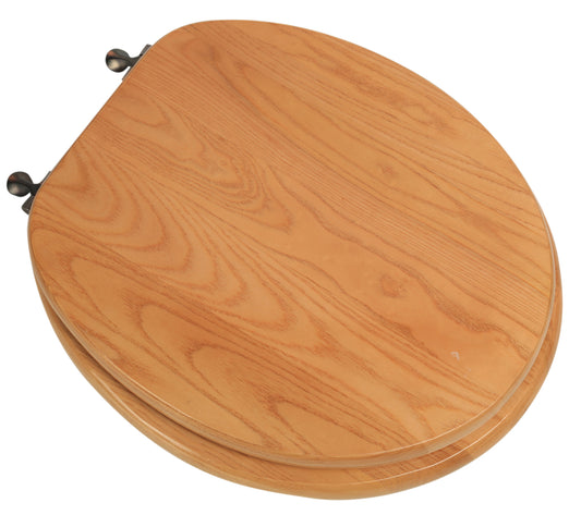Natural Wood - Round Designer Oak Finish 5B3R3-17OB with Oil Rubbed Bronze Metal Hinge